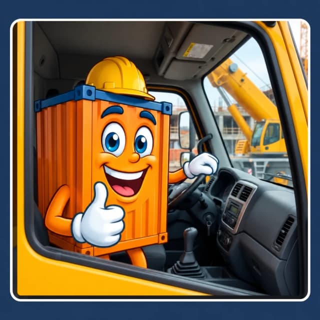 Mascote BBContainer no caminhão Munck